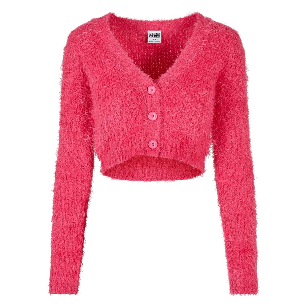 Urban Classics - Cropped Feather Cardigan - Roze